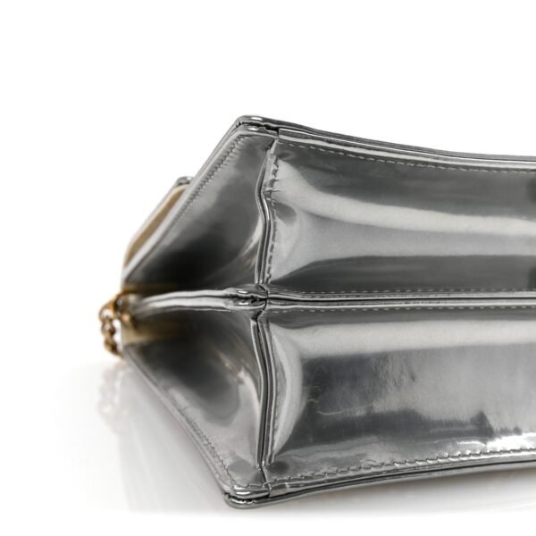 Metallic Calfskin Studded Vertical Diorama Silver