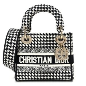 d29a6946bfd3265341932799d54c179e.jpg Canvas Houndstooth Embroidered Mini Lady D-Lite Black White