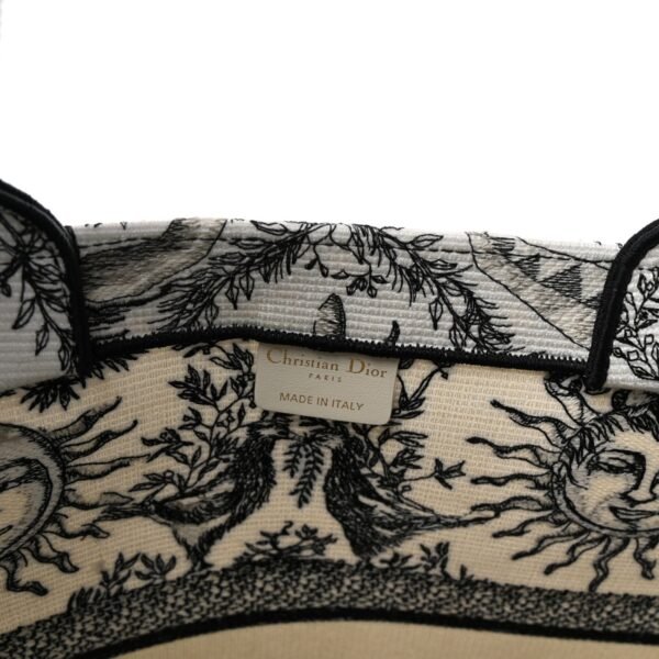Canvas Embroidered Large Toile De Jouy Soleil Book Tote Black White