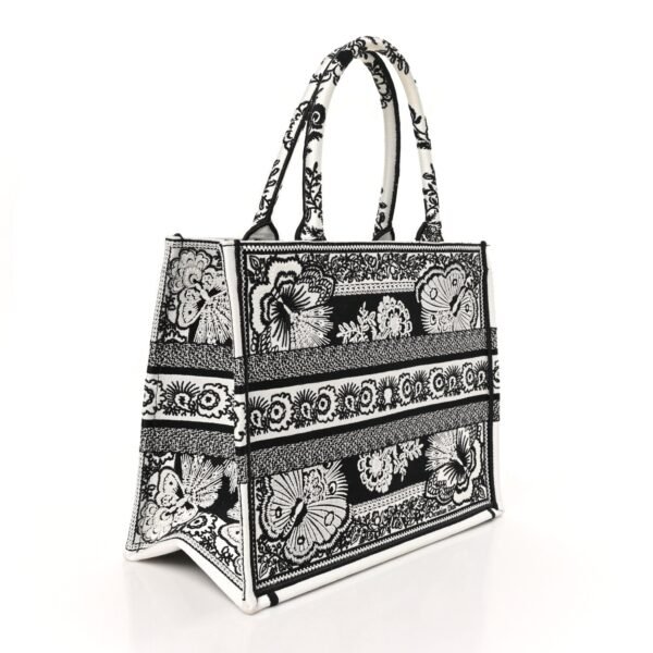 d895688ea93254828954cc1a060f42e3_cdd166ed-8e89-48b7-bbff-423b1c4ba85e.jpg Canvas Butterfly Bandana Embroidered Medium Book Tote Black White