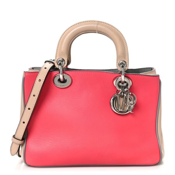 Smooth Calfskin Mini Tri-Color Diorissimo Tote Pink Grey Beige