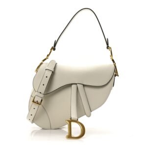 Grained Calfskin Saddle Bag With Strap Latte