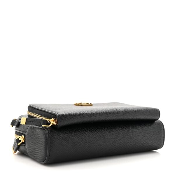 Grained Calfskin Caro Double Pouch Black