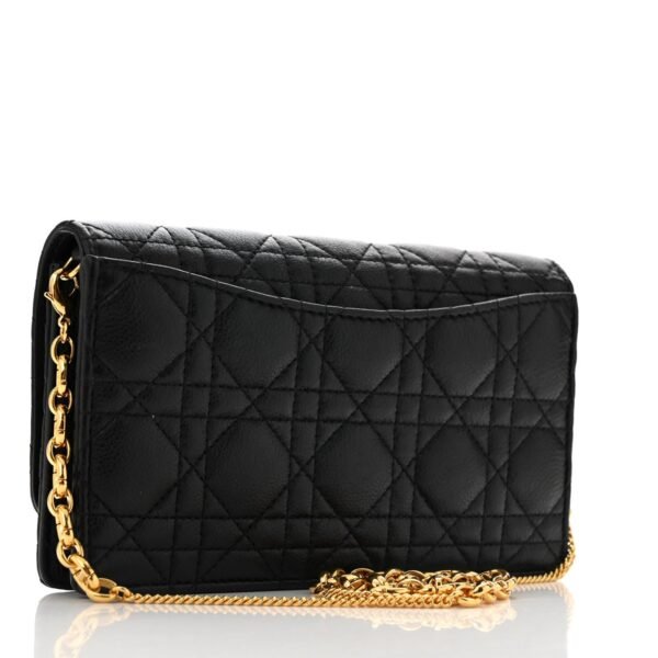 Supple Calfskin Caro Pouch with Chain Black