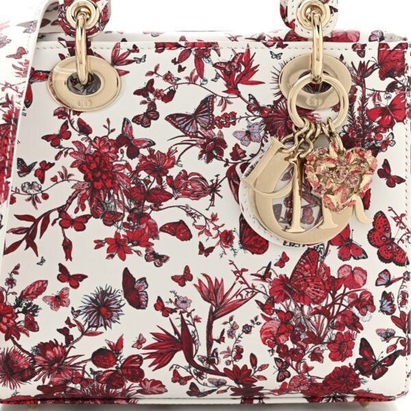 Calfskin Le Coeur Des Papillons Small My ABCDior Lady Dior White Multicolor
