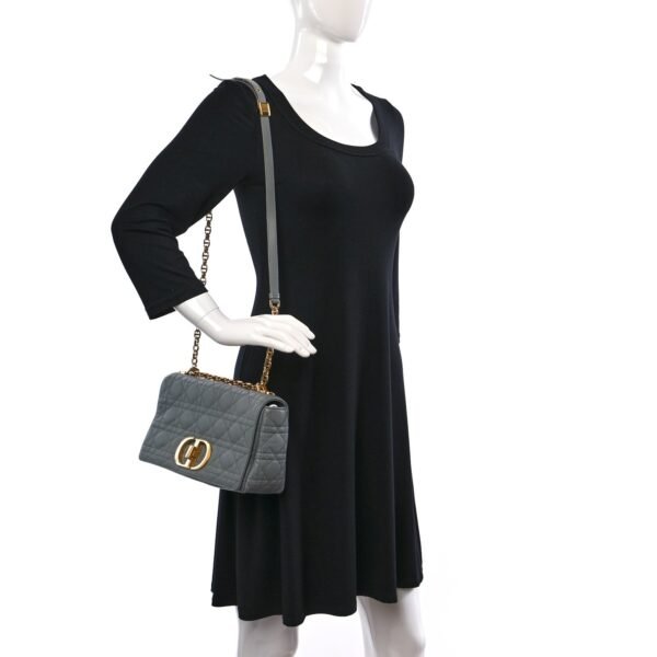 Calfskin Cannage Medium Caro Bag Grey