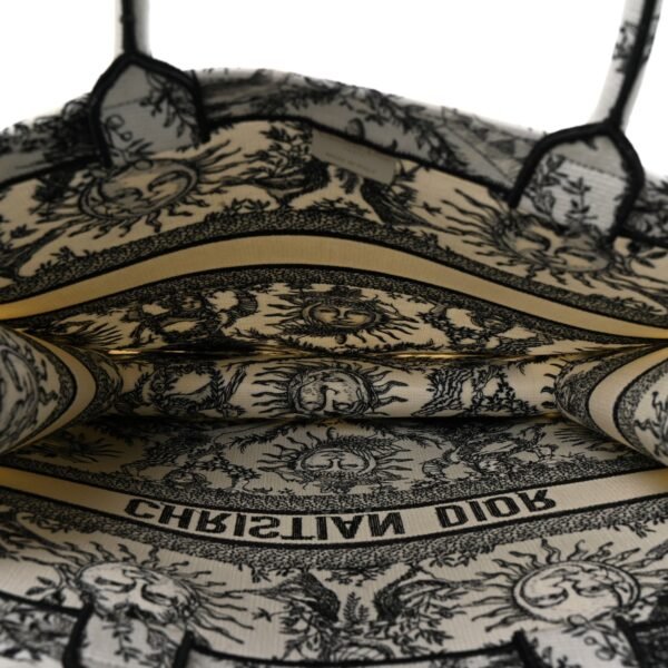 Canvas Embroidered Large Toile De Jouy Soleil Book Tote Black White