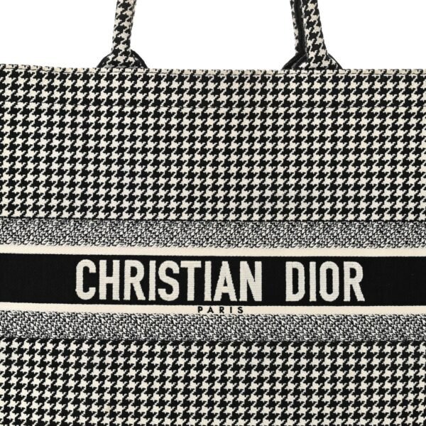 eae41068923cf410910574df4a5b5418.jpg Canvas Houndstooth Embroidered Large Book Tote Black White