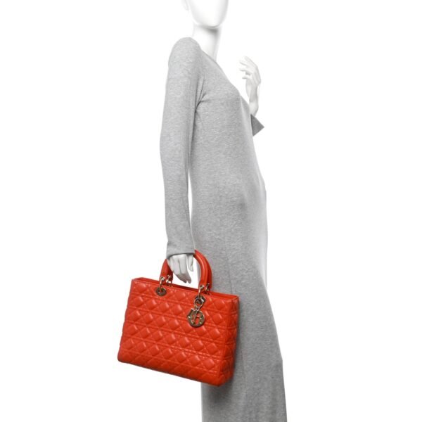Lambskin Cannage Large Lady Dior Orange