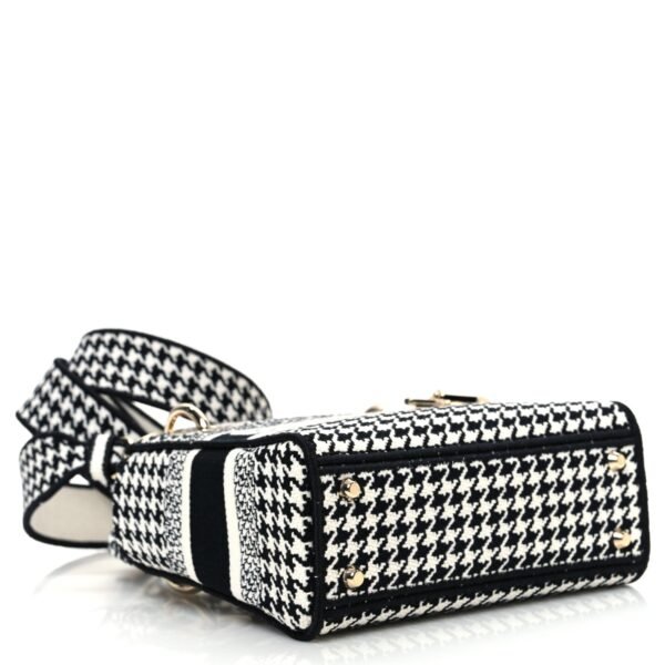 eb5e635effd00981e2ca7ace055e2182.jpg Canvas Houndstooth Embroidered Mini Lady D-Lite Black White