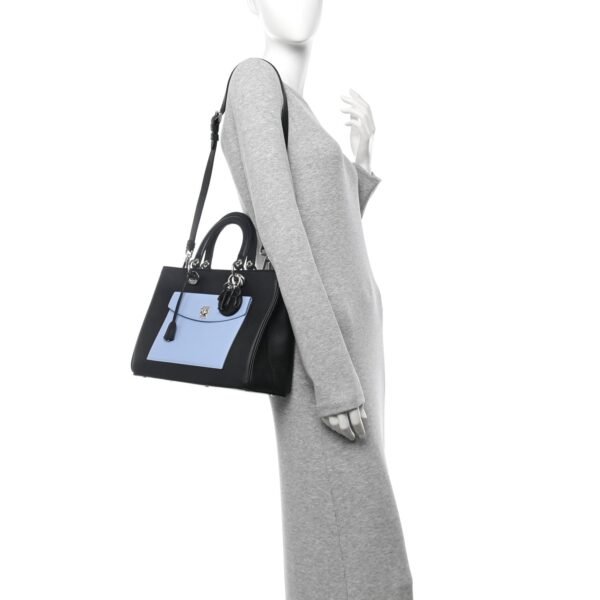 Smooth Calfskin Tri-Color Diorissimo Pocket Tote Black Blue Red