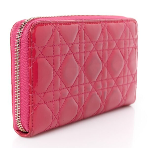 Patent Cannage Lady Dior Continental Wallet Pink