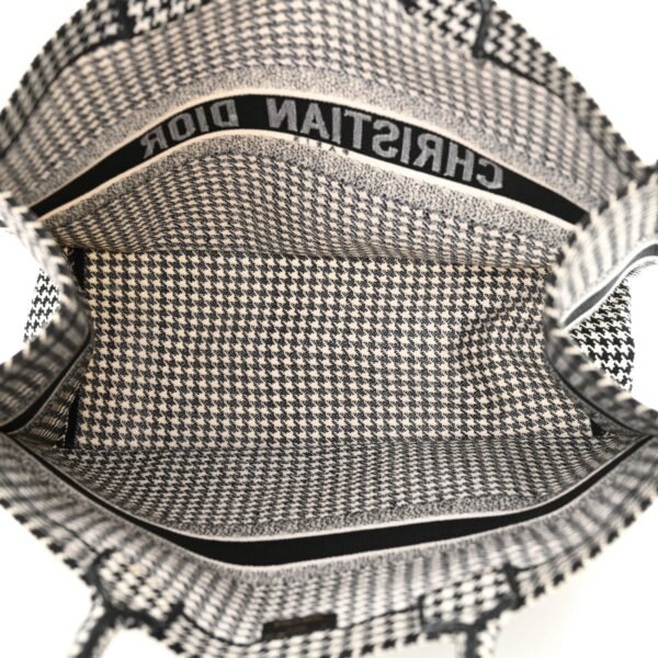 eda239fde3e1e70f7733169a96f09671.jpg Canvas Houndstooth Embroidered Large Book Tote Black White