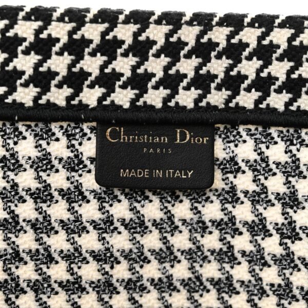 f044f7078ee298ac37529399a11c9a9a.jpg Canvas Houndstooth Embroidered Large Book Tote Black White
