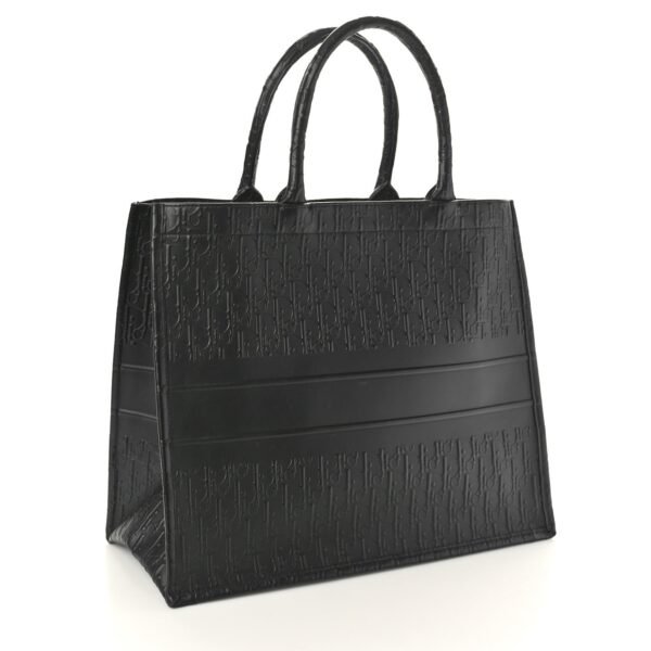 Oblique Calfskin Embossed Large Book Tote Black