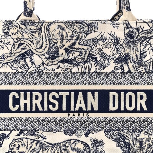 Canvas Embroidered Medium Dioriviera Toile De Jouy Reverse Book Tote Blue