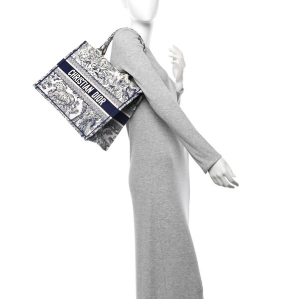 Canvas Embroidered Medium Dioriviera Toile De Jouy Book Tote Blue