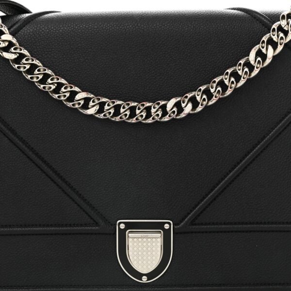 fa66868ff65f04cdaca267af865b9bf2.jpg Grained Calfskin Large Diorama Flap Bag Black