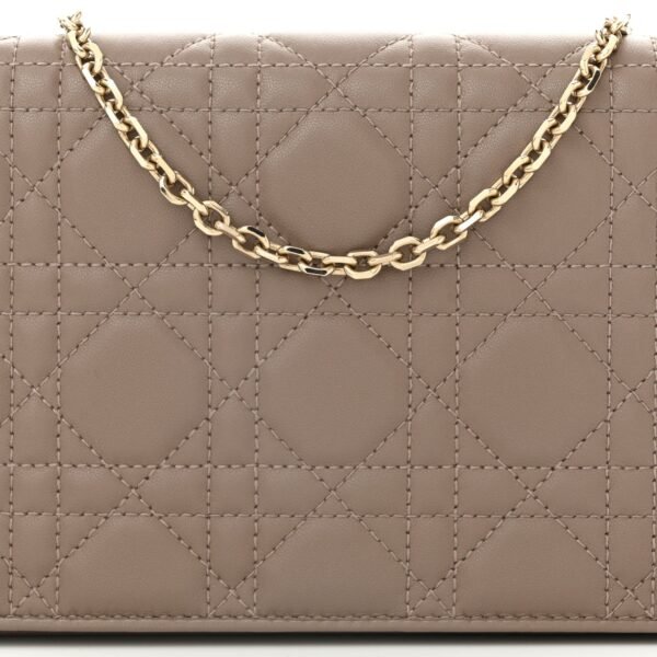 Lambskin Cannage Lady Dior Pouch Warm Taupe