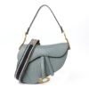 Grained Calfskin Saddle Bag With Strap Stone Grey