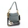 Grained Calfskin Saddle Bag With Strap Stone Grey