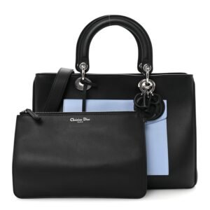 Smooth Calfskin Tri-Color Diorissimo Pocket Tote Black Blue Red