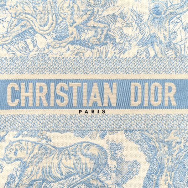 Canvas Embroidered Medium Dioriviera Toile De Jouy Book Tote Light Blue