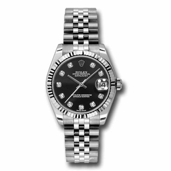 Rolex Datejust 31mm – Ref: 178274-0014 – Black Diamond Dial, Stainless Steel Jubilee Bracelet Watch