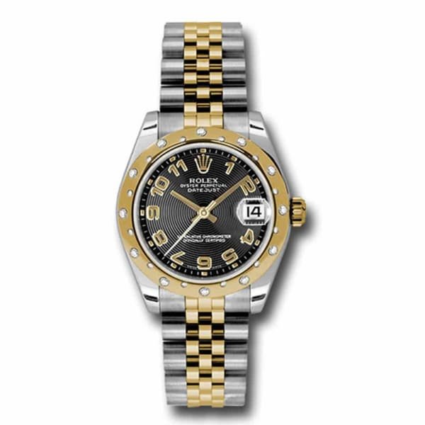 Rolex Datejust 31mm – Ref: 178343 bkcaj – Black Dial & Diamond Bezel, Two Tone Stainless Steel & 18K Yellow Gold Jubilee Bracelet Women’s Watch