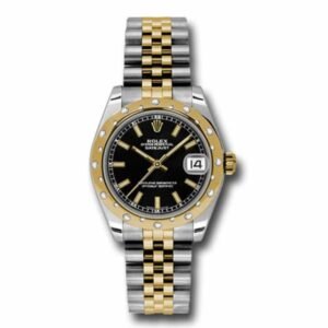 Rolex Datejust 31mm – Ref: 178343 bkij – Black Stick Dial & Diamond Bezel, Two Tone Stainless Steel & 18K Yellow Gold Jubilee Bracelet Women’s Watch