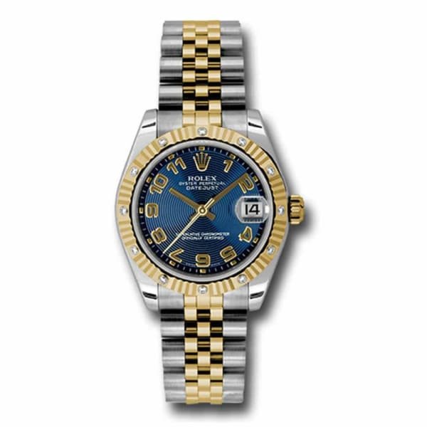Rolex Datejust 31mm – Ref: 178313 blcaj – Blue Dial & Diamond Bezel, Two Tone Stainless Steel & 18K Yellow Gold Jubilee Bracelet Women’s Watch
