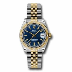Rolex Datejust 31mm – Ref: 178313 bsj – Blue Stick Dial & Diamond Bezel, Two Tone Stainless Steel & 18K Yellow Gold Jubilee Bracelet Women’s Watch