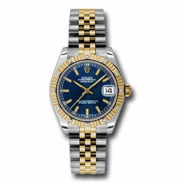 Rolex Datejust 31mm – Ref: 178313 bsj – Blue Stick Dial & Diamond Bezel, Two Tone Stainless Steel & 18K Yellow Gold Jubilee Bracelet Women’s Watch