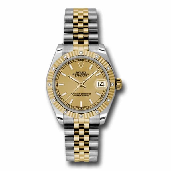 Rolex Datejust 31mm – Ref: 178313 chij – Champagne Stick Dial & Diamond Bezel, Two Tone Stainless Steel & 18K Yellow Gold Jubilee Bracelet Women’s Watch