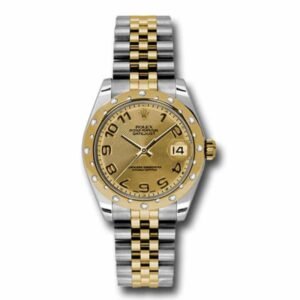 Rolex Datejust 31mm – Ref: 178343 chcaj – Champagne Dial & Diamond Bezel, Two Tone Stainless Steel & 18K Yellow Gold Jubilee Bracelet Women’s Watch