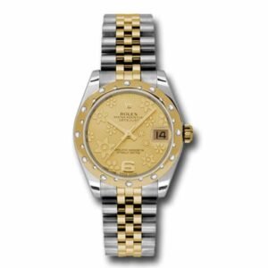Rolex Datejust 31mm – Ref: 178343 chfj – Champagne Floral Dial & Diamond Bezel, Two Tone Stainless Steel & 18K Yellow Gold Jubilee Bracelet Women’s Watch