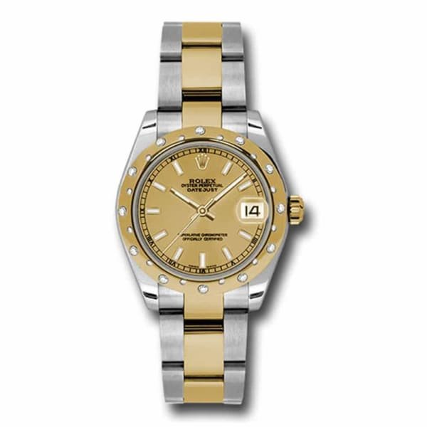 Rolex Datejust 31mm – Ref: 178343 chio – Champagne Stick Dial & Diamond Bezel, Two Tone Stainless Steel & 18K Yellow Gold Oyster Bracelet Women’s Watch