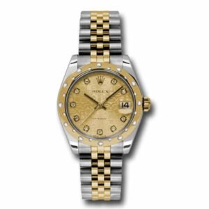 Rolex Datejust 31mm – Ref: 178343 chjdj – Champagne Jubilee Diamond Dial & Diamond Bezel, Two Tone Stainless Steel & 18K Yellow Gold Jubilee Bracelet Women’s Watch