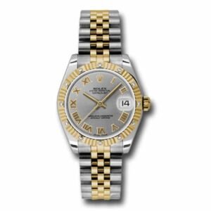 Rolex Datejust 31mm – Ref: 178313 grj – Grey Roman Dial & Diamond Bezel, Two Tone Stainless Steel & 18K Yellow Gold Jubilee Bracelet Women’s Watch