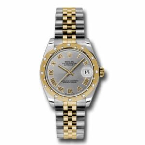 Rolex Datejust 31mm – Ref: 178343 grj – Grey Roman Dial & Diamond Bezel, Two Tone Stainless Steel & 18K Yellow Gold Jubilee Bracelet Women’s Watch