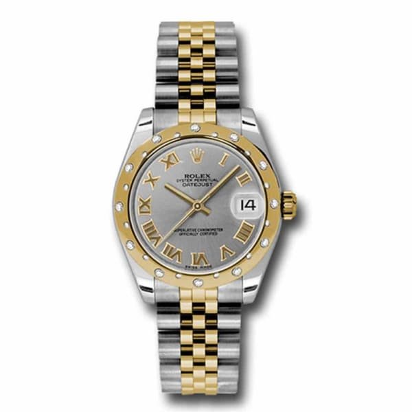 rolex-datejust-watch-with-diamonds-31mm-gray-dial-stainless-steel-and-18k-yellow-gold-178343-grj.jpg Rolex Datejust 31mm – Ref: 178343 grj – Grey Roman Dial & Diamond Bezel, Two Tone Stainless Steel & 18K Yellow Gold Jubilee Bracelet Women’s Watch
