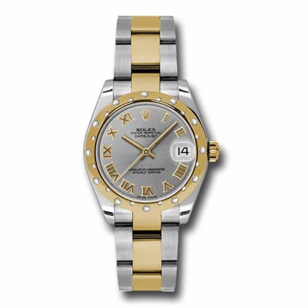 rolex-datejust-watch-with-diamonds-31mm-gray-dial-stainless-steel-and-18k-yellow-gold-178343-gro.jpg Rolex Datejust 31mm – Ref: 178343 gro – Grey Roman Dial & Diamond Bezel, Two Tone Stainless Steel & 18K Yellow Gold Oyster Bracelet Women’s Watch