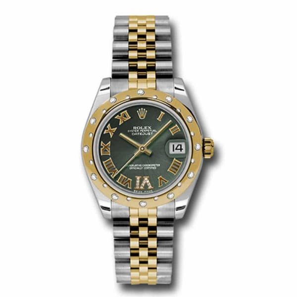 Rolex Datejust 31mm – Ref: 178343 ogdrj – Green Roman Dial & Diamond Bezel, Two Tone Stainless Steel & 18K Yellow Gold Jubilee Bracelet Women’s Watch