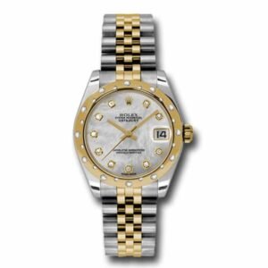 Rolex Datejust 31mm – Ref: 178343 mdj – White Mother of Pearl Diamond Dial & Diamond Bezel, Two Tone Stainless Steel & 18K Yellow Gold Jubilee Bracelet Women’s Watch