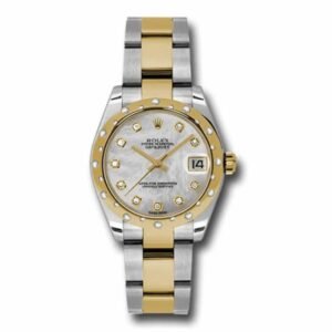Rolex Datejust 31mm – Ref: 178343 mdo – White Mother of Pearl Diamond Dial & Diamond Bezel, Two Tone Stainless Steel & 18K Yellow Gold Oyster Bracelet Women’s Watch