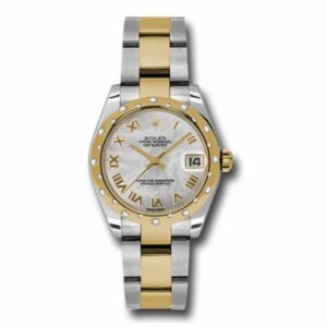 Rolex Datejust 31mm – Ref: 178343 mro – White Mother of Pearl Roman Dial & Diamond Bezel, Two Tone Stainless Steel & 18K Yellow Gold Oyster Bracelet Women’s Watch