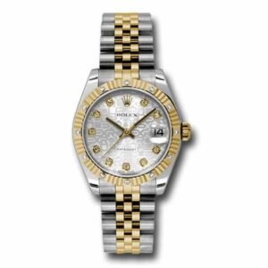 Rolex Datejust 31mm – Ref: 178313 sjdj – Silver Jubilee Diamond Dial & Diamond Bezel, Two Tone Stainless Steel & 18K Yellow Gold Jubilee Bracelet Women’s Watch