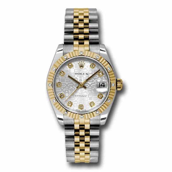 Rolex Datejust 31mm – Ref: 178313 sjdj – Silver Jubilee Diamond Dial & Diamond Bezel, Two Tone Stainless Steel & 18K Yellow Gold Jubilee Bracelet Women’s Watch