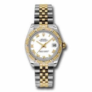 Rolex Datejust 31mm – Ref: 178313 wrj – White Stick Dial & Diamond Bezel, Two Tone Stainless Steel & 18K Yellow Gold Jubilee Bracelet Women’s Watch