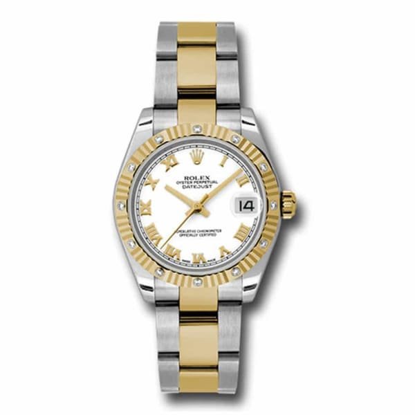 Rolex Datejust 31mm – Ref: 178313 wro – White Roman Dial & Diamond Bezel, Two Tone Stainless Steel & 18K Yellow Gold Oyster Bracelet Women’s Watch